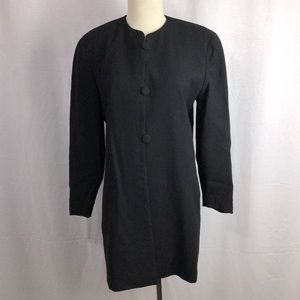 Vintage Anne Klein Dresses 100% Wool Black Coat Sz 8